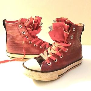 Girl's Converse - Pink Metsllic Weaved Hi-Top Shoes - Layered Tulle